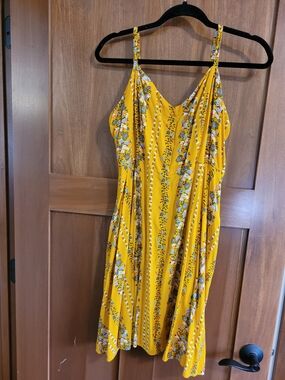 Old Navy Yellow Floral Spaghetti-Strap Mini Dress